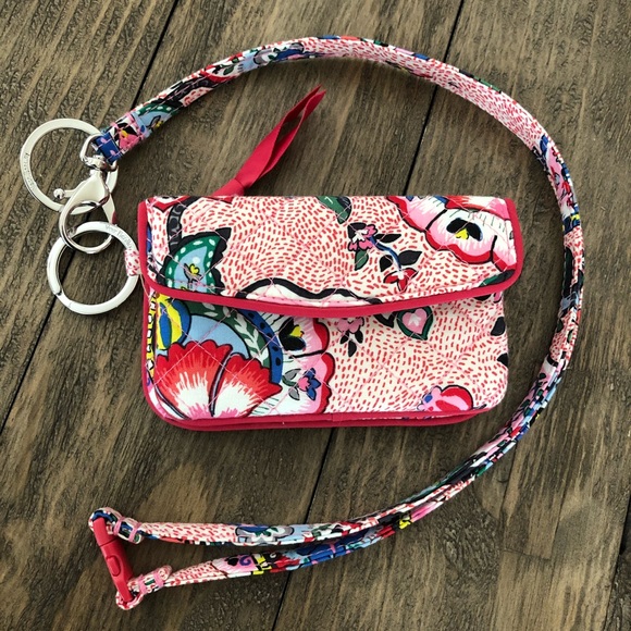 Vera Bradley Handbags - Vera Bradley Iconic Jen Zip ID Lanyard Campus Pink